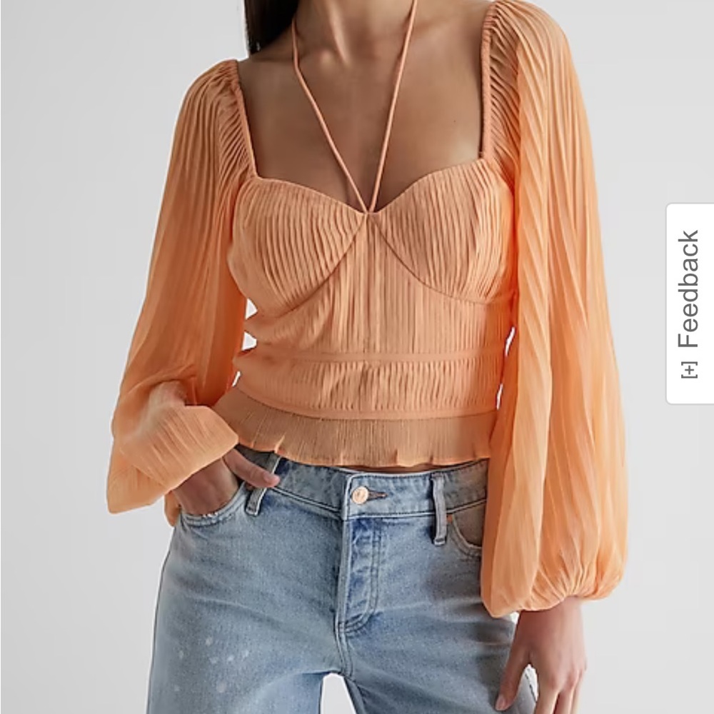 Express pleated long sleeve top